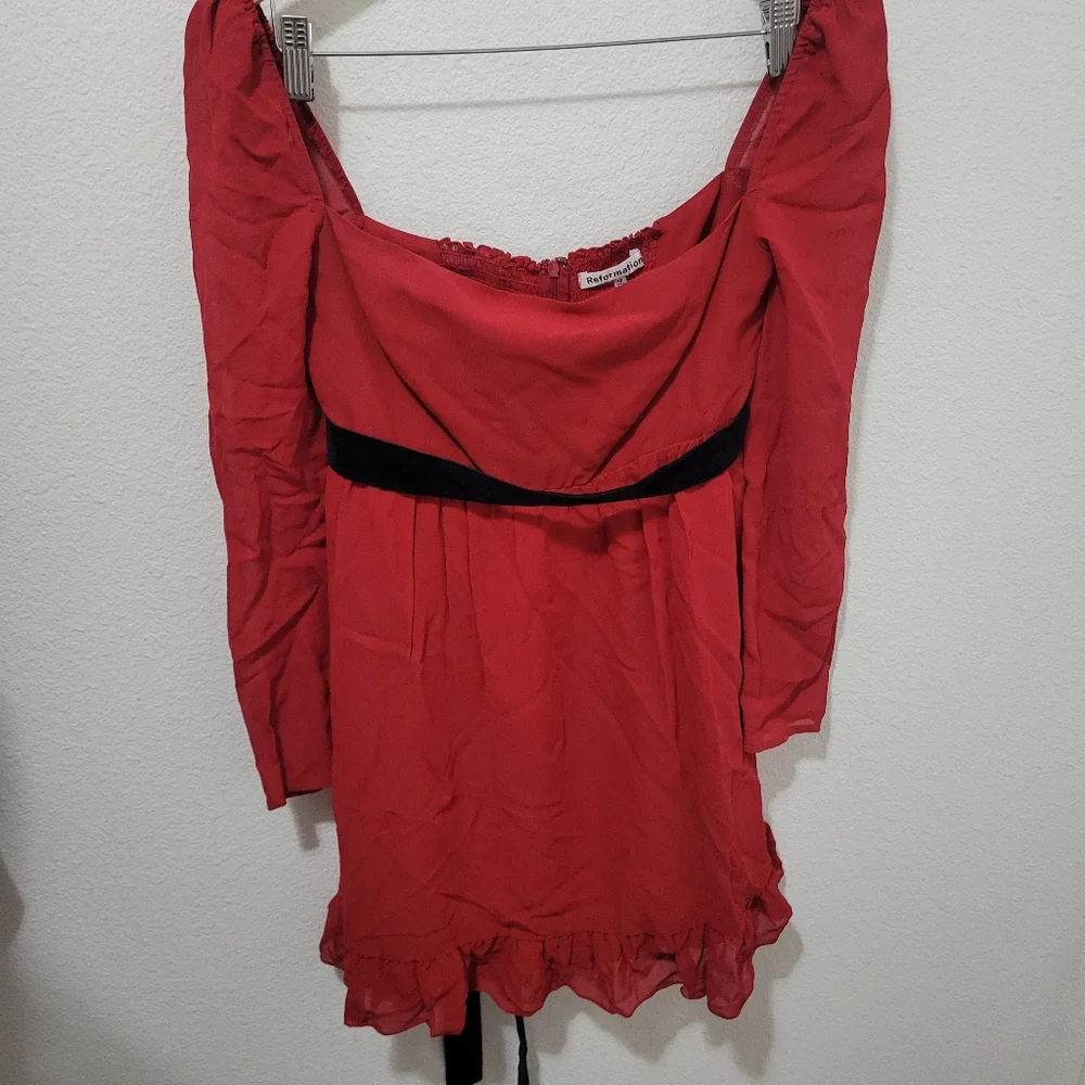 REFORMATION Silves Mini Long Sleeve Babydoll Winter Formal Dress Size 10 - Picture 5 of 8
